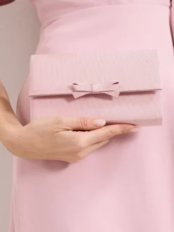 Phase Eight Pink Grosgrain Bow Clutch Outlet