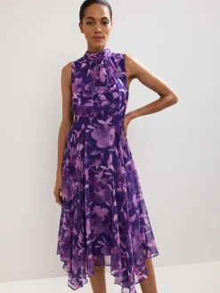 Phase Eight Lucinda Spot Dress Purple New