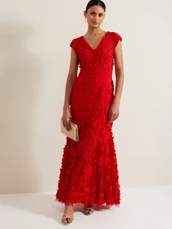 Phase Eight Red Charlene Ruffle Maxi Dress Outlet
