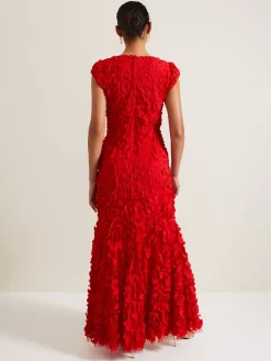 Phase Eight Red Charlene Ruffle Maxi Dress Outlet