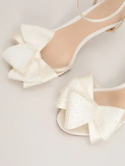 Phase Eight White Pearl Bow Sandals Sale
