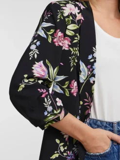 PIECES Black Floral Ruched Sleeve Blazer Sale