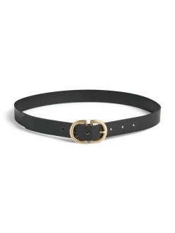 PIECES Black Leather Belt Online