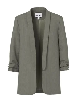 PIECES Green 3/4 Sleeve Pinstripe Blazer Best