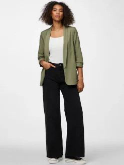 PIECES Green Ruched Sleeve Blazer New
