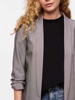 PIECES Grey Ruched Sleeve Blazer Outlet