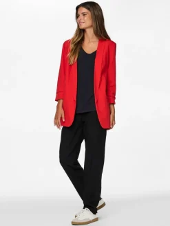 PIECES Red Ruched Sleeve Blazer Hot
