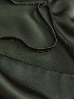 Next Pine Green Satin Cowl Neck Wedding Guest Bridesmaid Maxi Dress