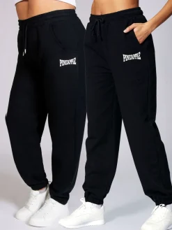 Pineapple Oversized Pocket Cuffed Joggers Black Clearance