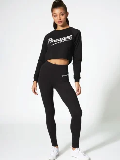 Pineapple Black Petite Womens Wide Waistband Leggings Best