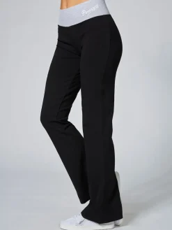 Pineapple Womens Contrast Band Bootcut Jersey Trousers Black/Grey Hot