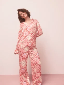 Next Pink Bows Satin Button Through Pyjamas Best