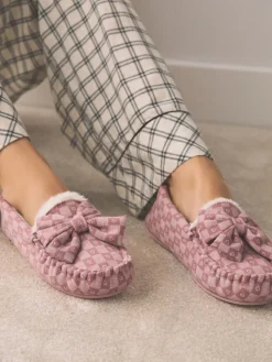 Next Pink Check Heart Moccasin Slippers Best