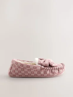 Next Pink Check Heart Moccasin Slippers Best
