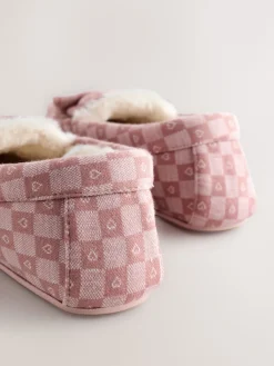 Next Pink Check Heart Moccasin Slippers Best