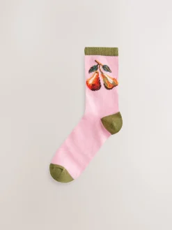 Next Pink Cherries Warm Handle Cotton Ankle Socks 2 Pack Best