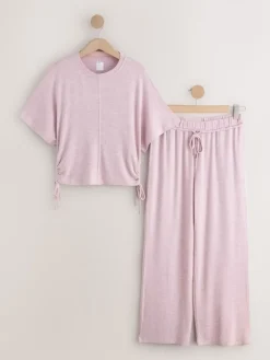 Next Cosy Short Sleeve Pyjamas Pink Outlet