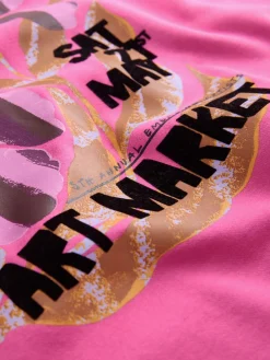 Next Cotton Rich Fruit Art Graphic Longsleeve Crewneck Sweatshirt Pink Outlet