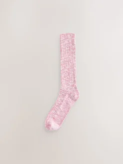 Next Cotton Slub Slouchy Ankle Socks 3 Pack Pink New