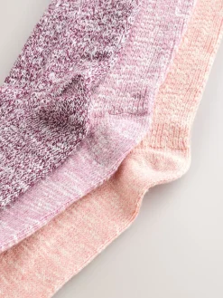 Next Cotton Slub Slouchy Ankle Socks 3 Pack Pink New