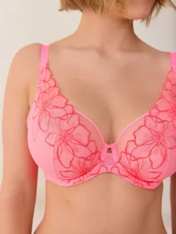 Next Pink DD+ Non Pad Plunge Premium Embroidery Bra Online