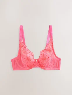 Next Pink DD+ Non Pad Plunge Premium Embroidery Bra Online