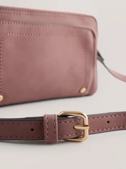 Next Double Zip Cross-Body Faux Suede Bag Pink New