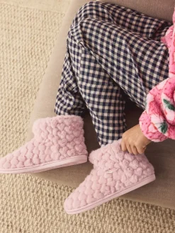 Next Faux Fur Heart Slipper Boots Pink Best