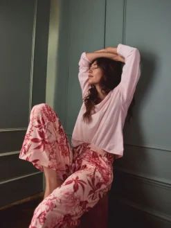 Next Pink Floral Kew Collection Long Sleeve Pyjamas Sale
