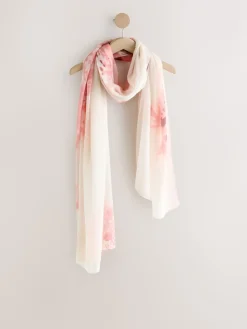 Next Pink Floral Print Plisse Lightweight Scarf Sale