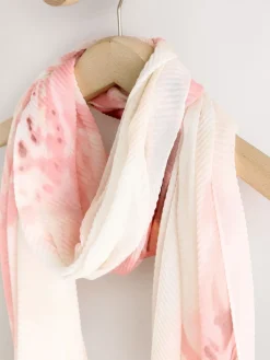 Next Pink Floral Print Plisse Lightweight Scarf Sale