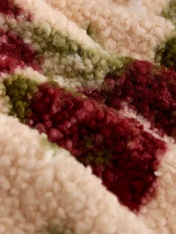 Next Pink Floral Print Soft Touch Cosy Teddy Borg Quarter Zip Fleece Clearance