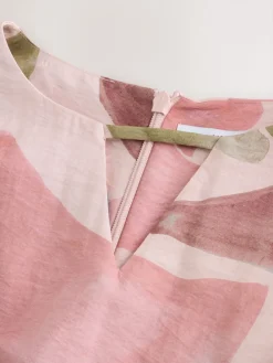 Next V-Neck 3/4 Length Sleeve Maxi Kaftan Dress Pink Floral Print Best