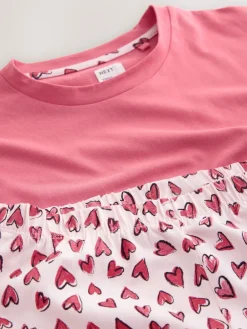 Next Cotton Short Set Pyjamas Pink Heart Outlet