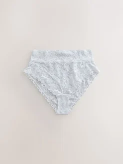 Next High Waist High Leg All Over Lace Knickers 3 Pack Pink Outlet