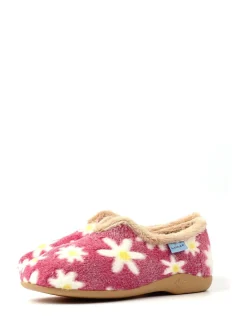 Lunar Ladies Flower Pattern Slippers Pink Clearance