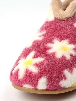 Lunar Ladies Flower Pattern Slippers Pink Clearance