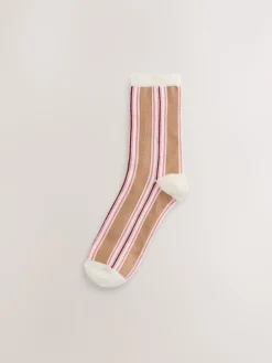 Next Pink Multi Stripe Ankle Socks 4 Pack New