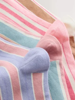 Next Pink Multi Stripe Ankle Socks 4 Pack New