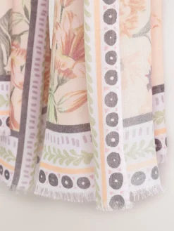 Next Pink Palm Floral Kew Collection Lightweight Scarf Clearance