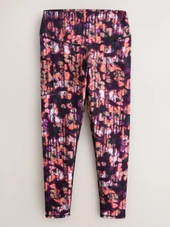 Next Active Sports Dry Tech Sculpting Leggings Pink Print with Pocket Clearance