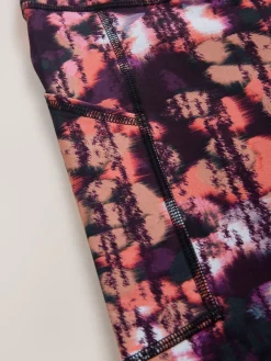 Next Active Sports Dry Tech Sculpting Leggings Pink Print with Pocket Clearance