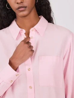 Next Relaxed 100% Cotton Button Down Casual Long Sleeve Shirt Pink Discount