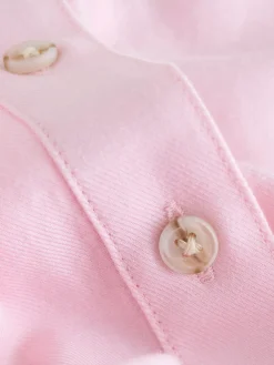 Next Relaxed 100% Cotton Button Down Casual Long Sleeve Shirt Pink Discount