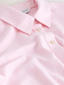 Next Relaxed 100% Cotton Button Down Casual Long Sleeve Shirt Pink Discount