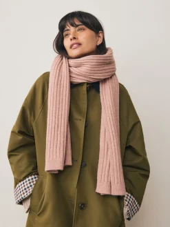 Next Ribbed Knit Scarf Pink Outlet