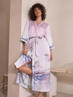 Next Pink Scene Lightweight Dressing Gown Best