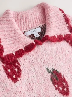 Next Pink Strawberry Sleeveless Knitted Tank Top With Wool Hot