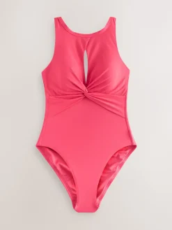 Next Wrap Tummy Control Swimsuit Pink New
