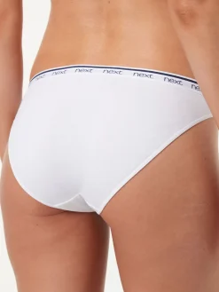 Next Pink/Blue Stripe High Leg Cotton Logo Knickers 4 Pack Sale